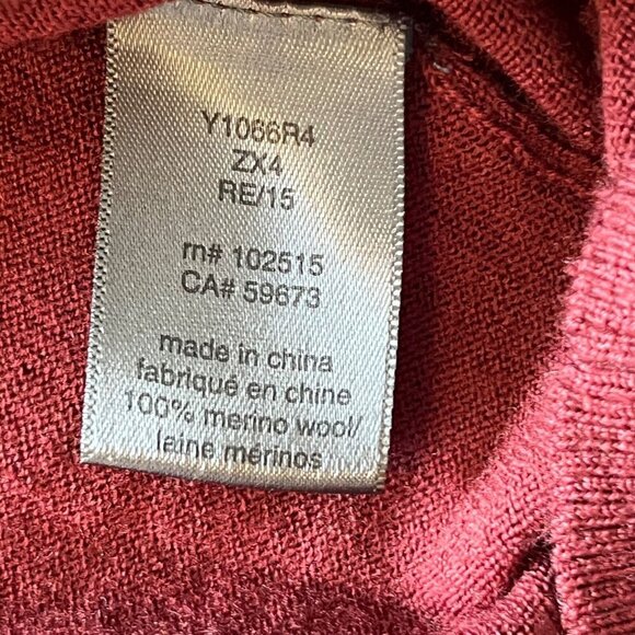 John Varvatos 100% Merino Wool V-Neck Sweater Red Rust Long Sleeve Size XL - Picture 9 of 12